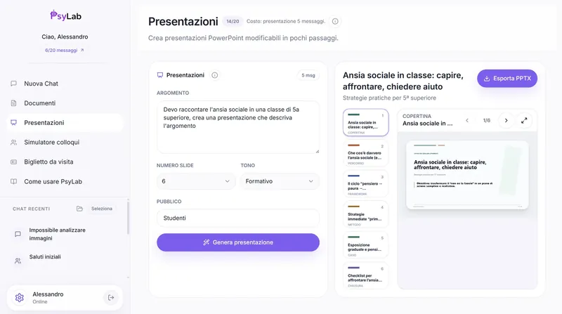 Generatore di presentazioni in PsyLab